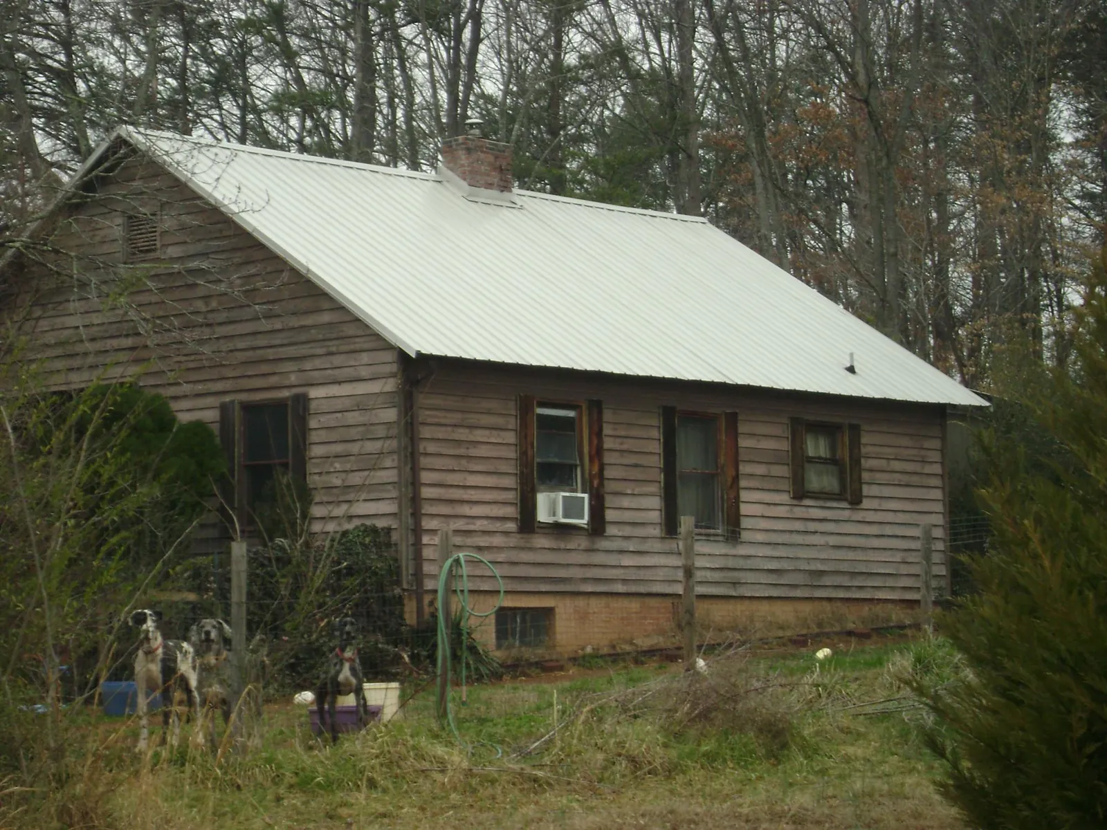 White metal roof on an old wood sided farmhouse, from a Asphalt Shingle Roof Repair job in Kittery Point
